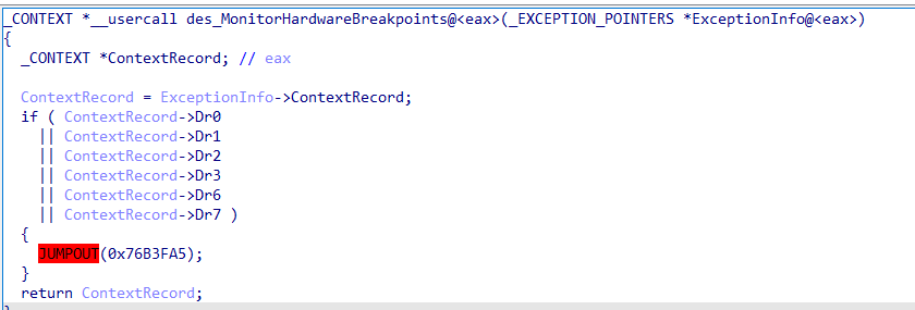 GULOADER monitoring hardware breakpoints