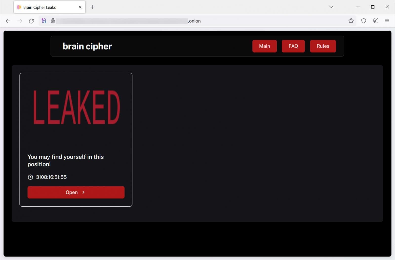 Brain Cipher data leak site